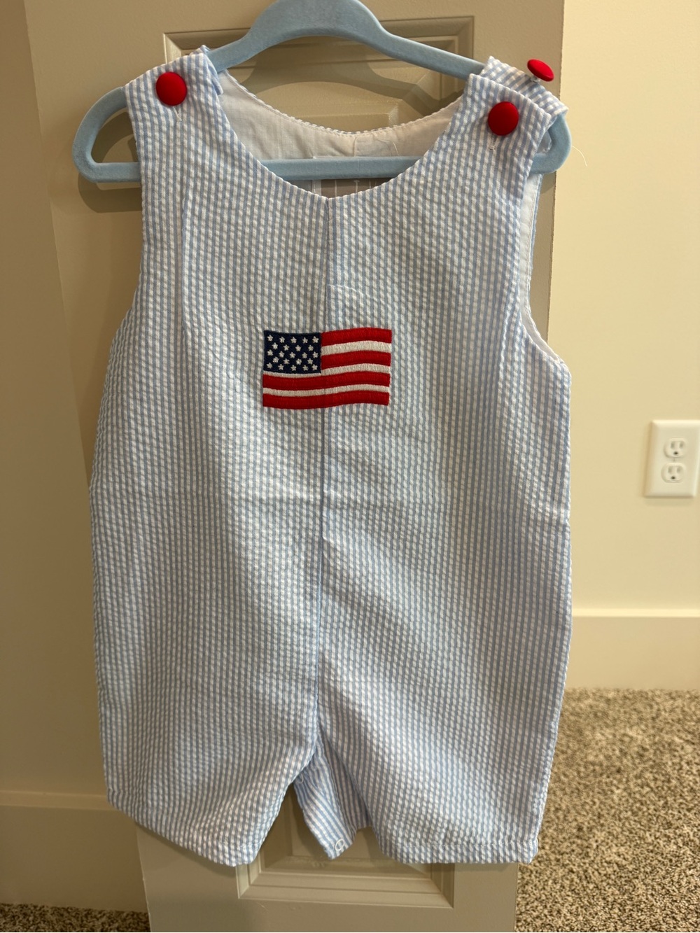 Boys Patriotic Seersucker Romper (NWT)